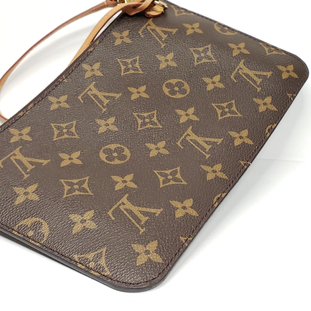 Authentic Louis Vuitton Neverfull Pochette Monogram Wristlet Clutch - Picture 7 of 14